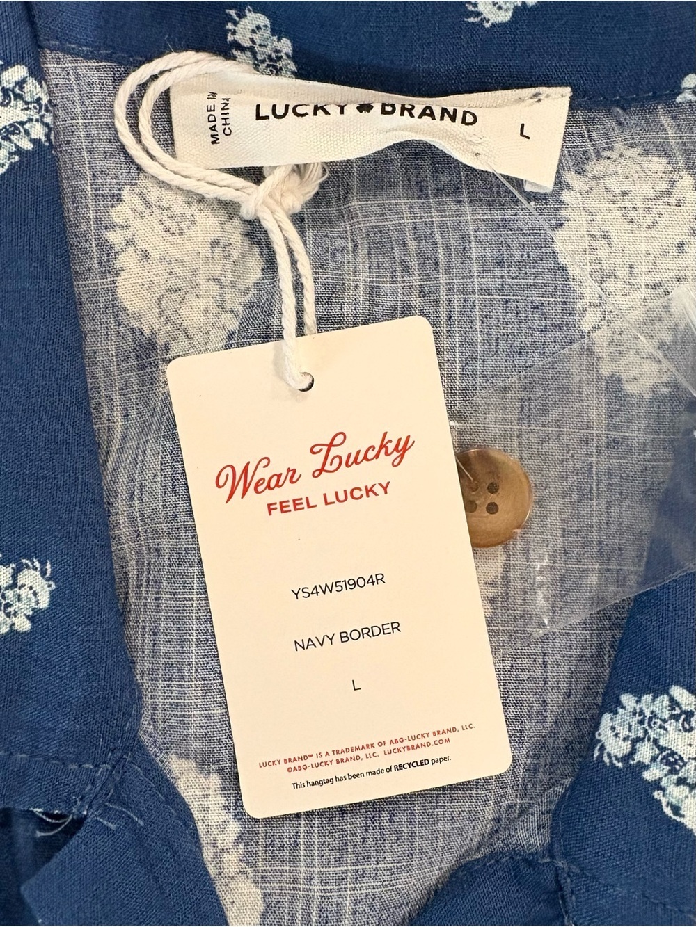 Lucky Brand Midi Blue Collared Shirt Dress Button Drawstring Waist Size L NWT - Picture 10 of 12